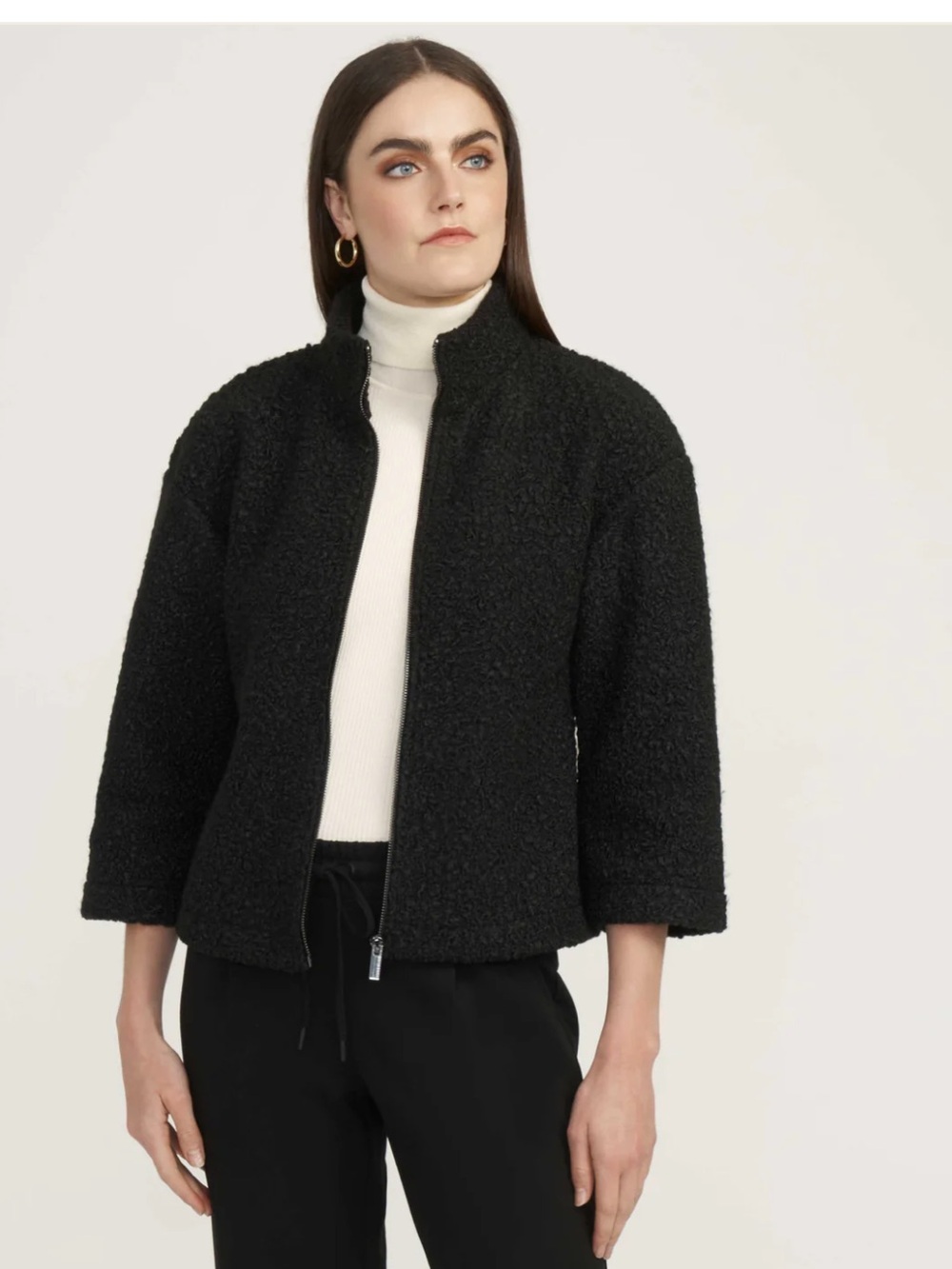 Anne Klein SIZE M GOLD ZIPPER Funnel Neck Zip Front Sherpa
Jacket